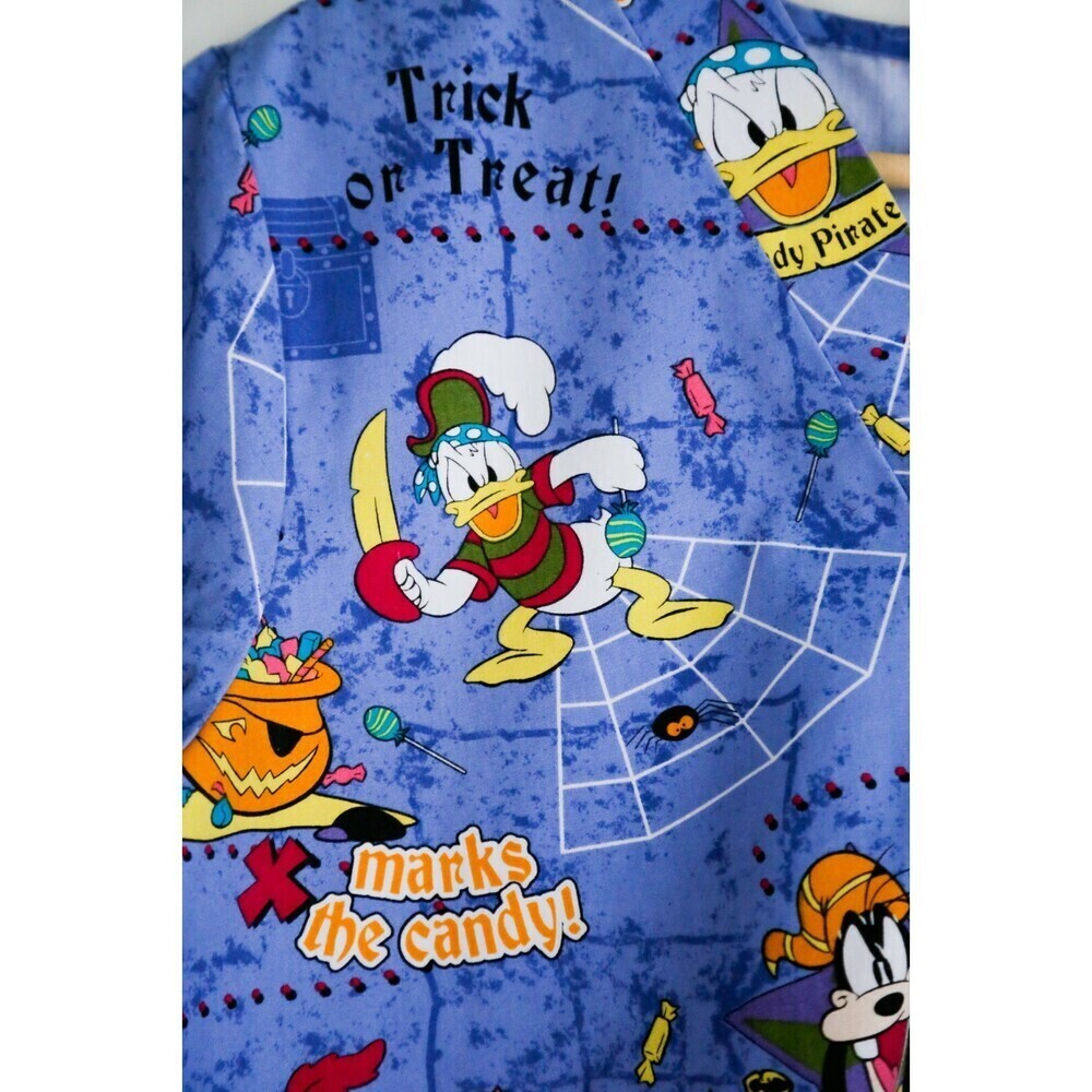 Disney Mickey Mouse Halloween Colourful Cartoon Print Scrub Top S - Picture 5 of 12